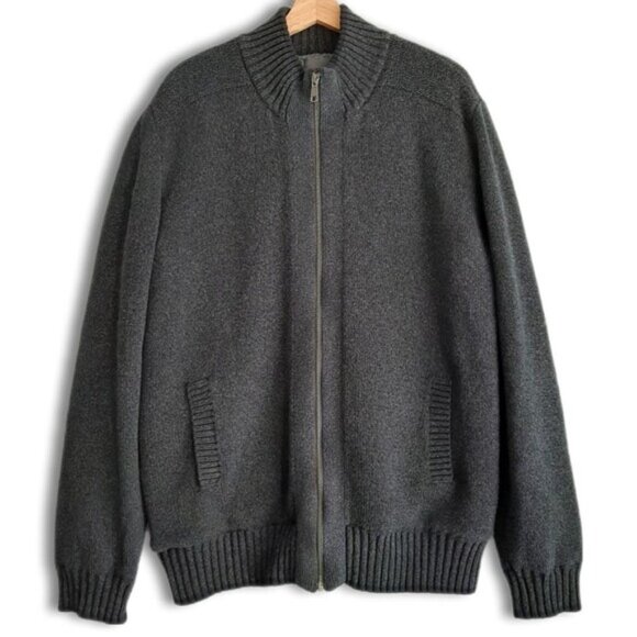 EMANUEL UNGARO Fleece Lined Casual Jacket Full-Zip Comfy Knit Gray Men's Sz XL - Picture 1 of 14